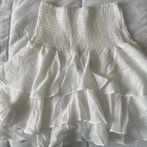 shein white ruffle mini skirt